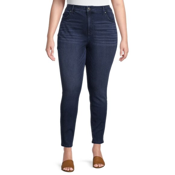 Terra & Sky Denim - Terra & Sky Women's Plus Size Skinny Jeans, Size 22W, Medium Wash, 29" Inseam